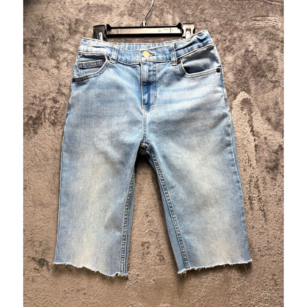 Wonder Nation Girls Straight Denim Bermuda Shorts 14 Light Wash Pockets